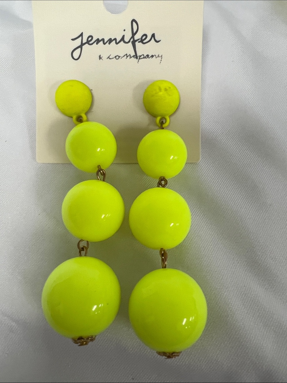 Jennifer Lopez Neon Lime Triple Drop Earrings - Picture 3 of 3